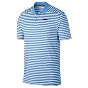 Nike Dri-fit blue and white striped gold shirt sleeve polo shirt size large